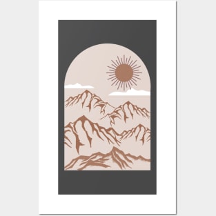 Boho Neutral Minimalist Landscape Nature Mounted Print Posters and Art